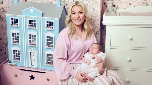 Natalie with her newborn daughter Lily Saloni Franciszka and their beloved dog Pickle