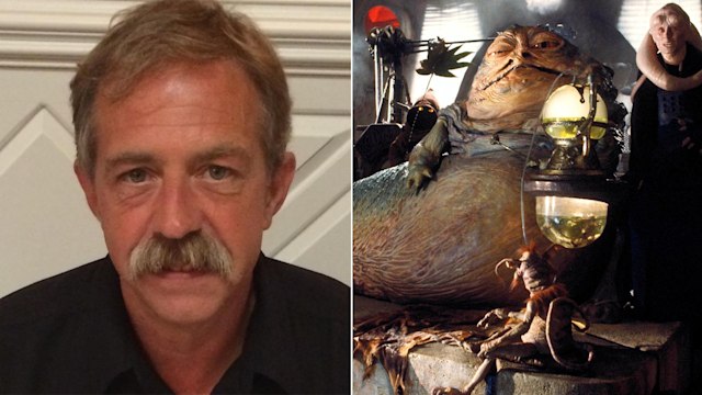 Split image of Mark Dodson and his Star Wars character 