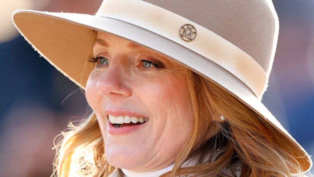 geri horner smiling in beige hat 