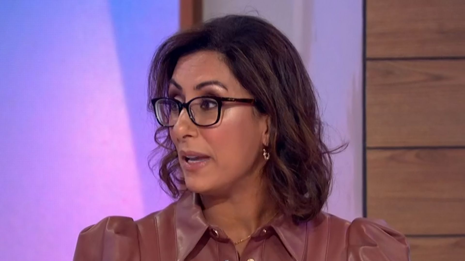 Saira Khan looking serious on Loose Women