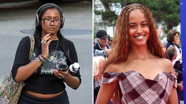 Split image of Sasha Obama (left) and Malia Obama (right)