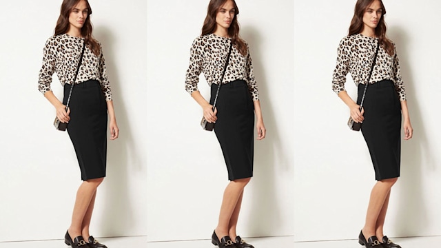 marks and spencer black pencil skirt