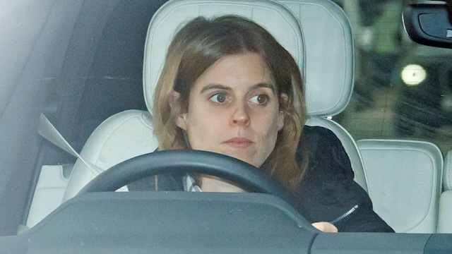 Princess Beatrice is seen arriving at Clarence House in central London, the residence of King Charles III.