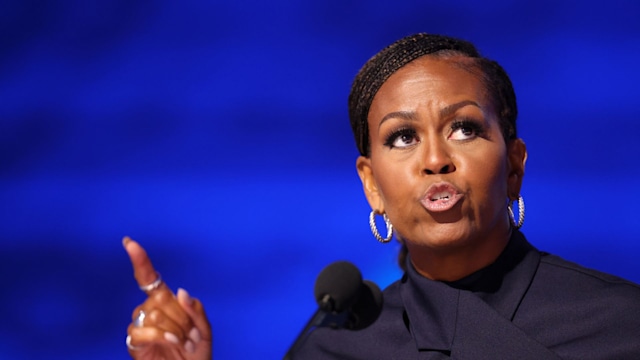 Michelle Obama speaking at the DNC