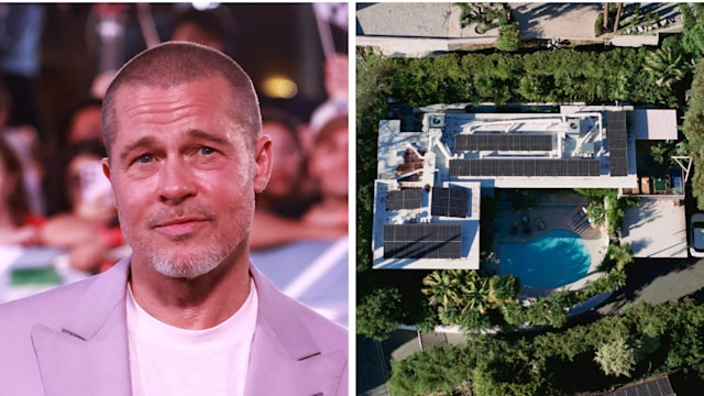 Brad Pitt LA home split image