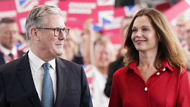  Prime Minister Keir Starmer and his wife Victoria arrive ahead of his keynote speech, at ACC Liverpool on September 24, 2024 in Liverpool, England. 