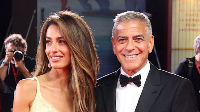 Amal Clooney and George Clooney attend the "Wolfs" red carpet during the 81st Venice International Film Festival on September 01, 2024 in Venice, Italy.