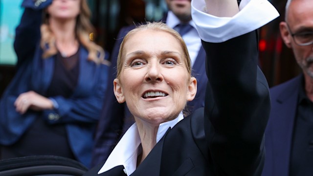 Celine Dion is seen leaving a hotel on July 23, 2024 in Paris, France