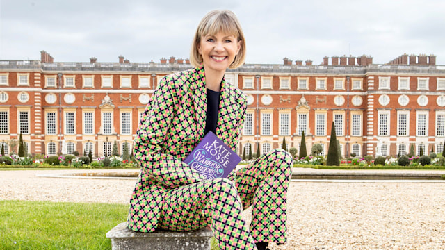 Kate Mosse wears quirky patterned suit