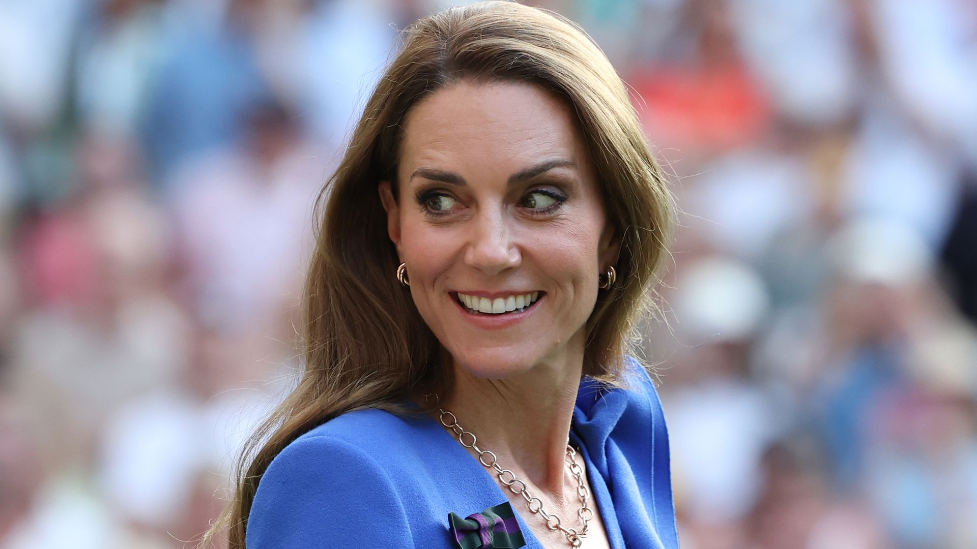 Kate Middleton, the Princess of Wales at the Wimbledon 2025 final wearing a blue Roksanda dress