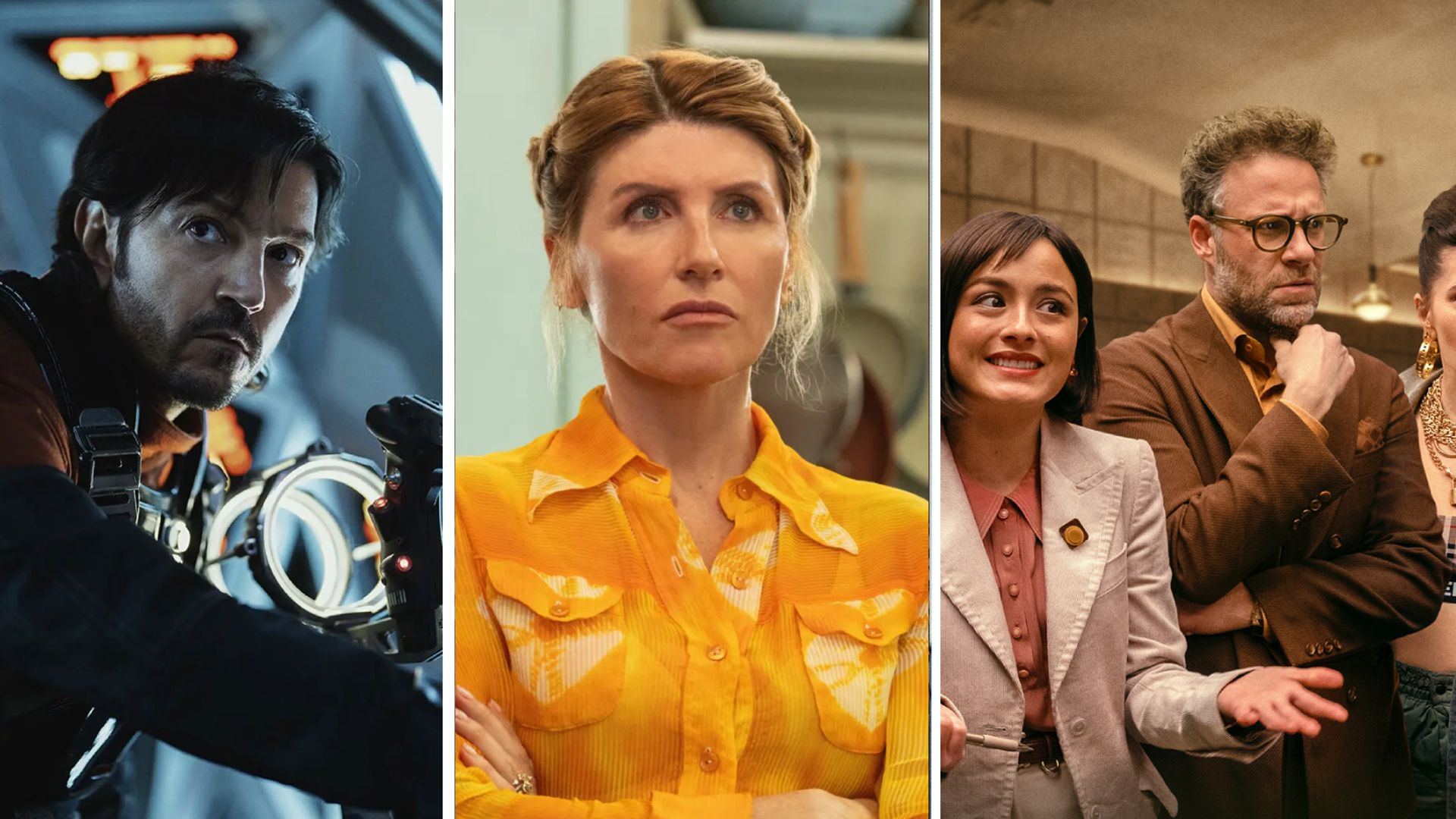 Composite image of Andor, Sharon Horgan, and The Studio