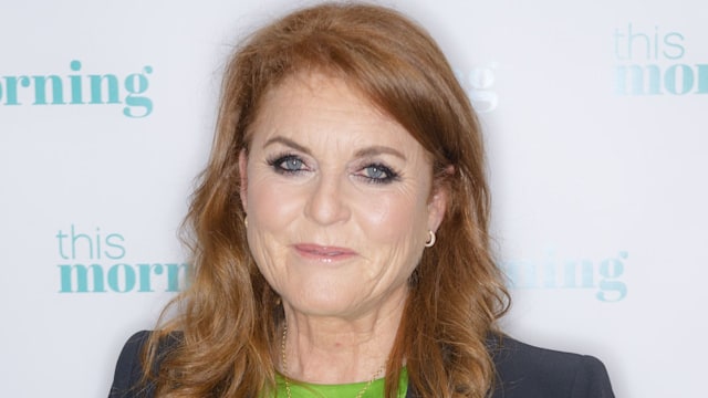 The Duchess of York Sarah Ferguson wearing green T-shirt and blazer on This Morning 