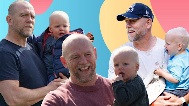 Mike Tindall holding son Lucas