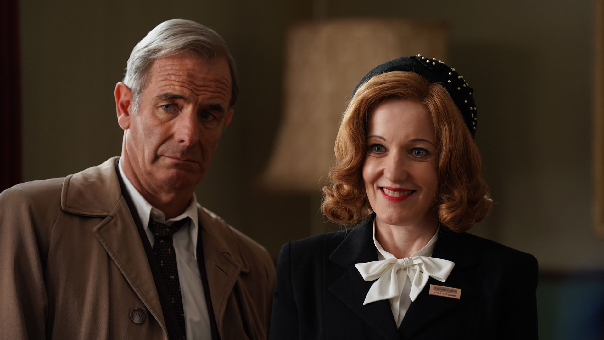 Robson Green as Geordie Keating and Kacey Ainsworth as Cathy Keating in Grantchester