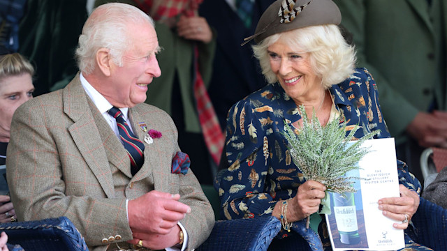 Queen Camilla with King Charles at  The Braemar Gathering
