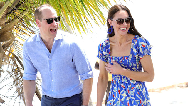 prince william and princess kate laughing on beach