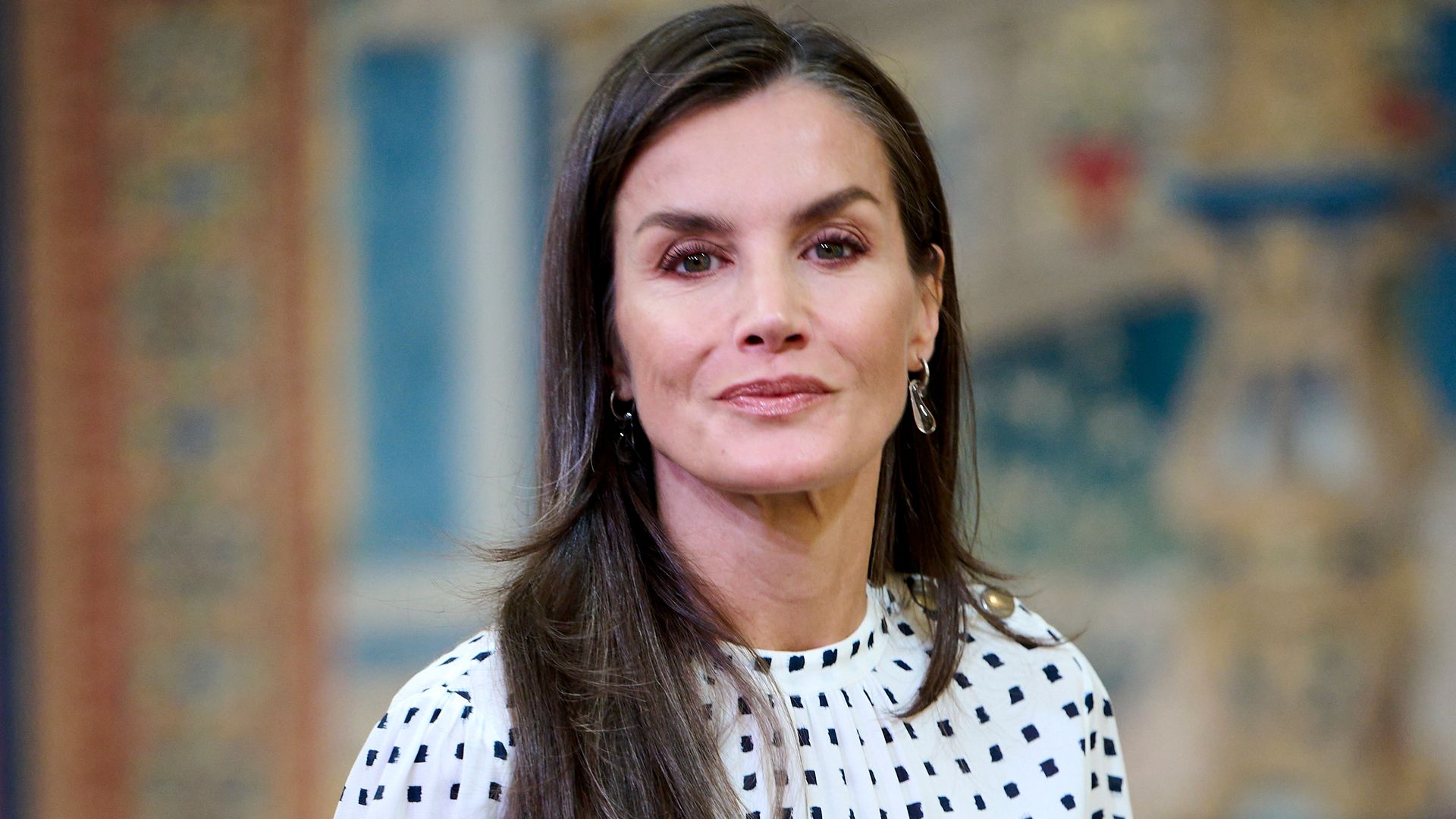 Queen Letizia of Spain attends the annual meeting with the Princess of Asturias Foundation board members at the El Pardo Palace on July 17, 2025 in Madrid, Spain. 