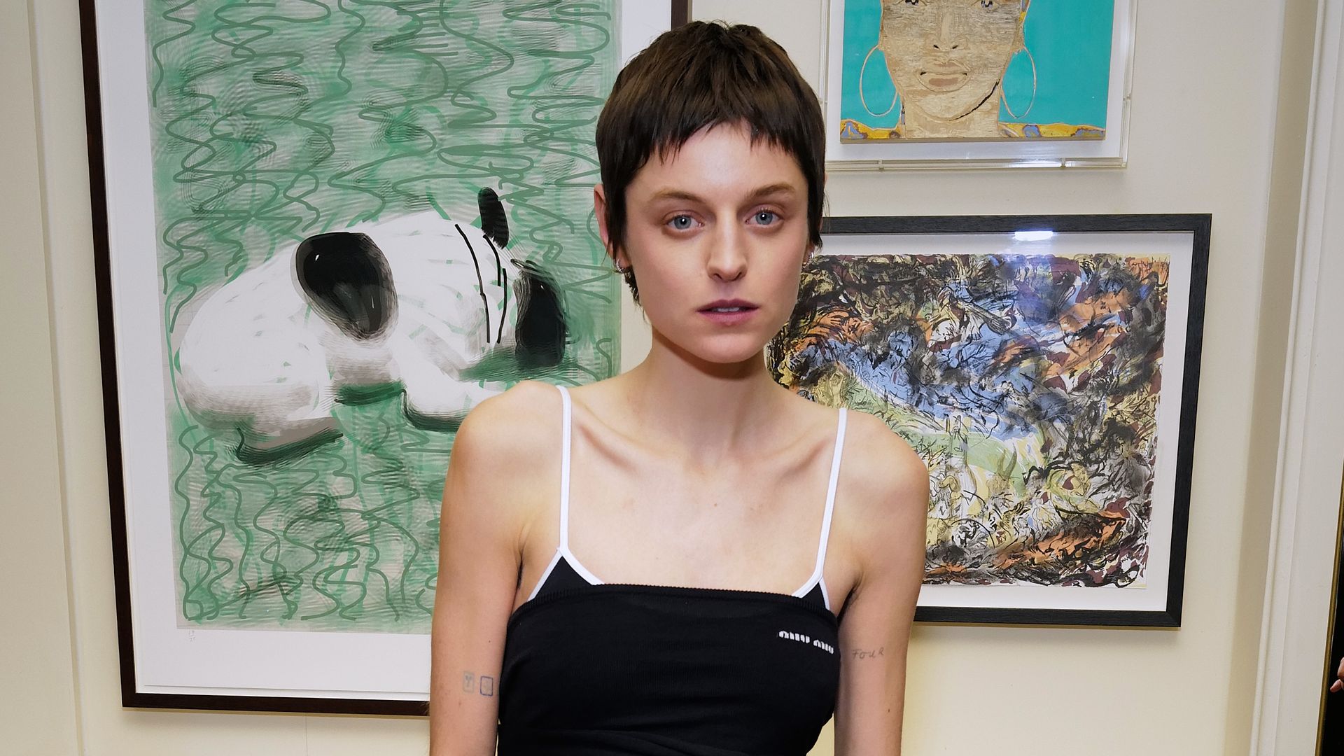 Emma Corrin attends the Miu Miu Women's Tales #29 dinner at Langan's Brasserie