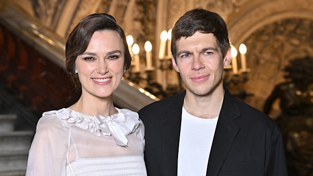 Keira Knightley and James Righton pose together at Paris Fashion Week