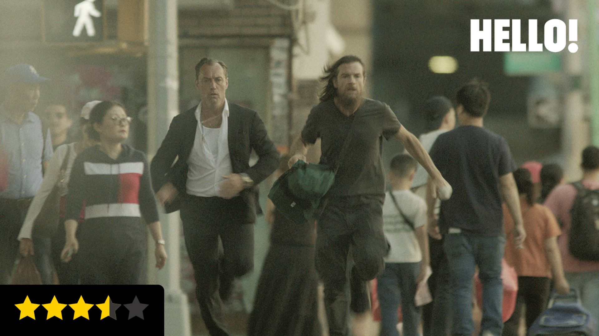 Jude Law and Jason Bateman running in a still from Black Rabbit