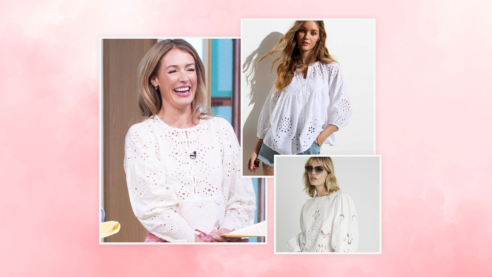 Cat Deeley's white high street blouse is boho chic – 3 broderie anglaise blouses to get Cat's vibe