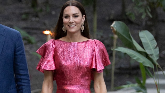 Catherine, Duchess of Cambridge attends a special reception hosted by the Governor General of Belize in celebration of Her Majesty The Queen wearing Vampire's Wife