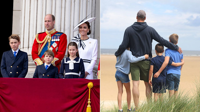 Prince William with children at Trooping and on Father's Day on the beach