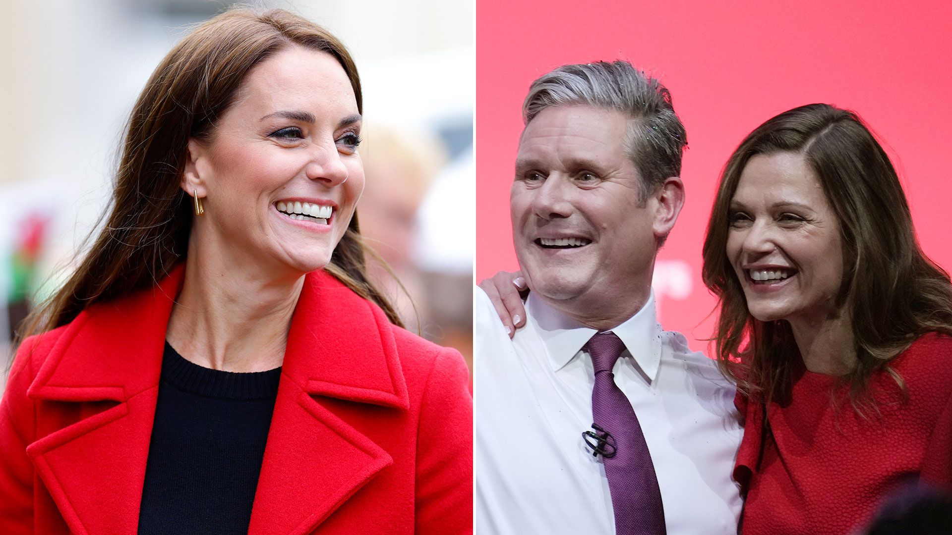 princess kate in red coat split with keir and victoria starmer