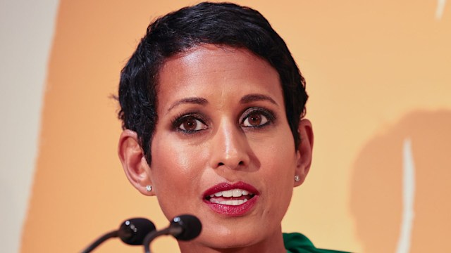 naga munchetty speaking on stage 
