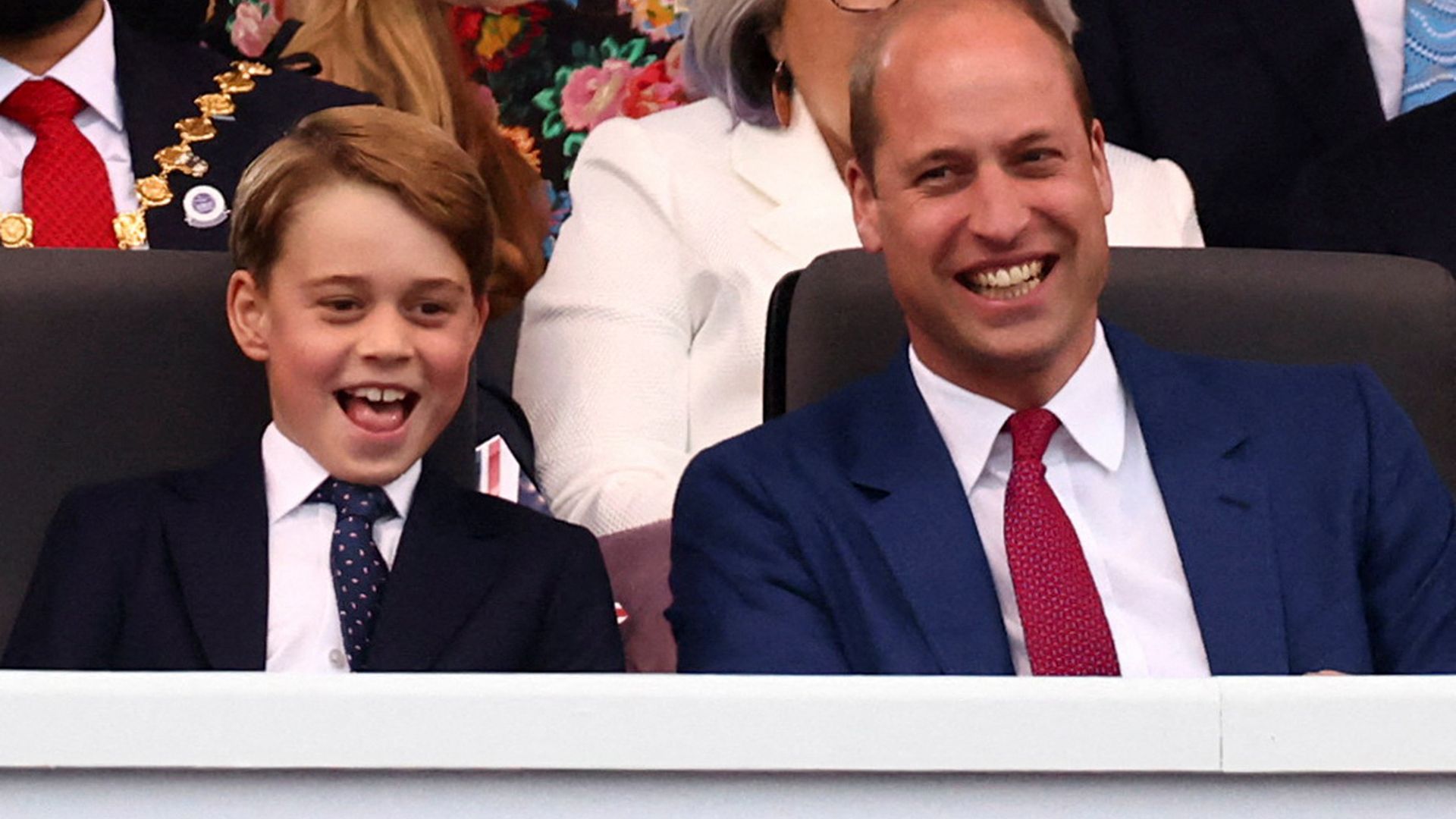 A close-up image of Prince George and Prince William