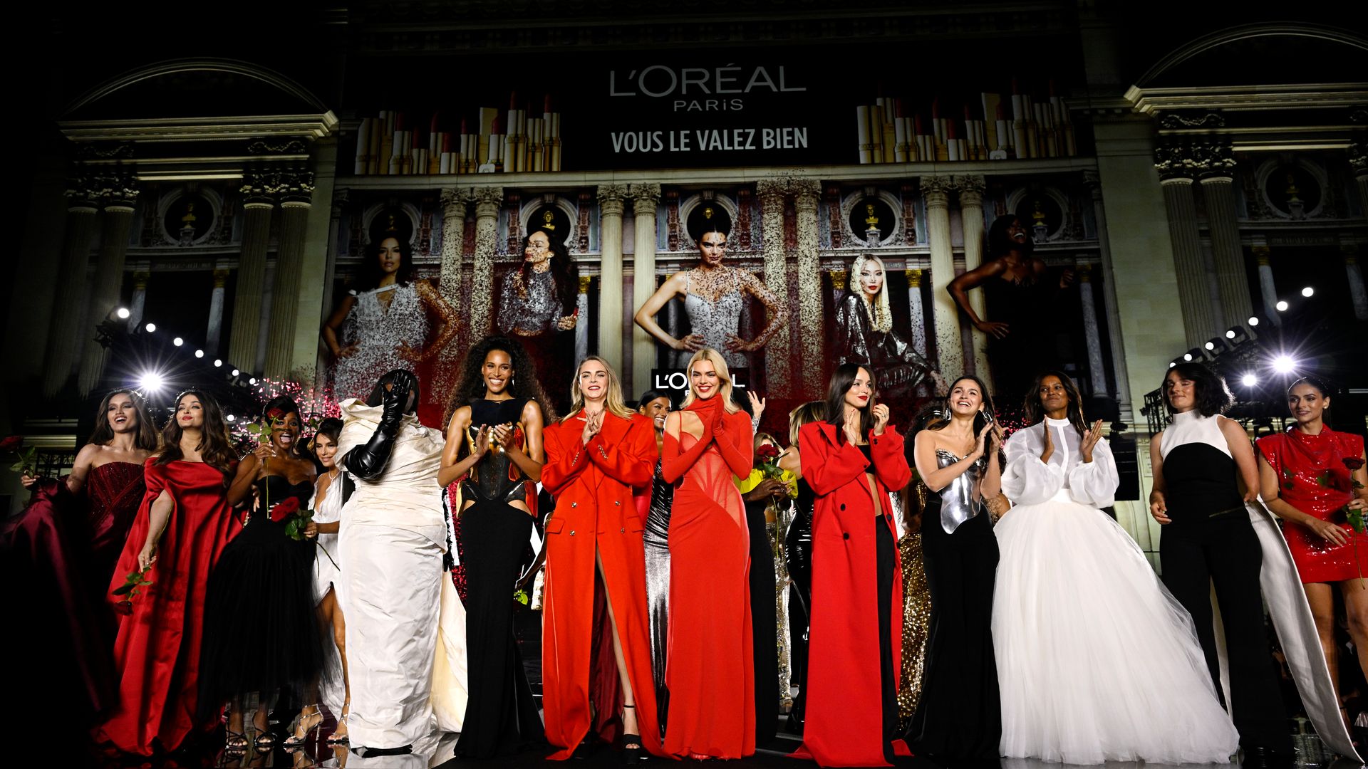 Cara Delevingne, Kendall Jenner and Jane Fonda lead the glamour at L'Oreal Paris' PFW show