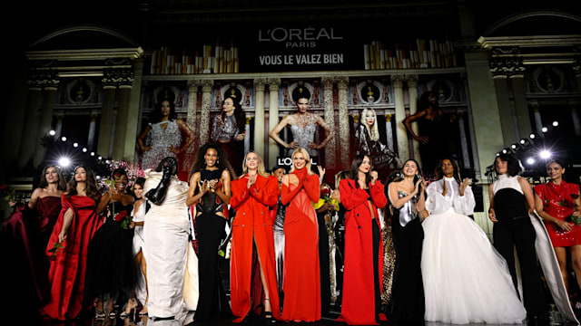 L'Oreal Ambassadors walk the runway during L'Oreal Paris' Walk Your Worth" Womenswear Spring-Summer 2025 show as part of Paris Fashion Week on September 23, 2024 in Paris, France. (Photo by Kristy Sparow/Getty Images for L'Oreal Paris)