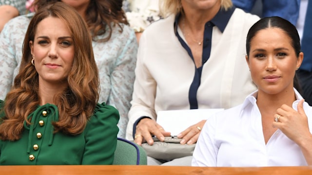  Catherine and Meghan watching tennis sat down