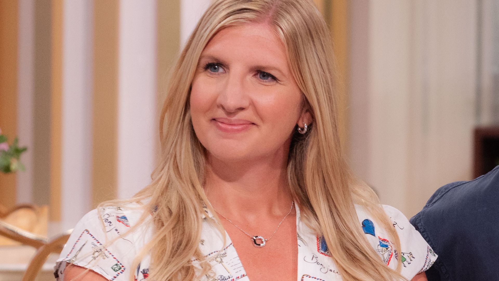 Rebecca Adlington wearing a Postcards from Paris Boden dress on This Morning