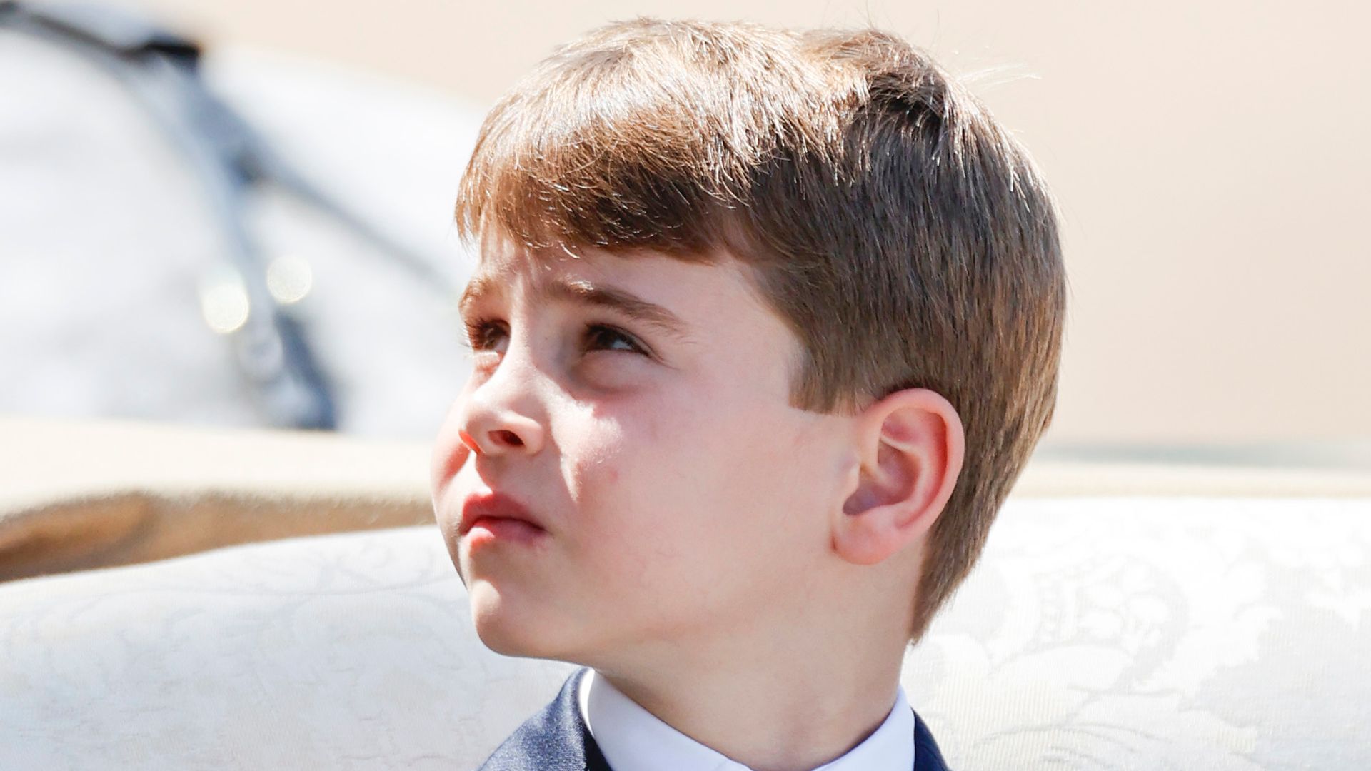 Prince Louis of Wales arrives at Trooping The Colour 2025 at Buckingham Palace on June 14, 2025 in London, England. Trooping The Colour is a ceremonial parade celebrating the official birthday of the British Monarch. The event features over 1,400 soldiers and officers, accompanied by 200 horses. More than 400 musicians from ten different bands and Corps of Drums march and while performing.