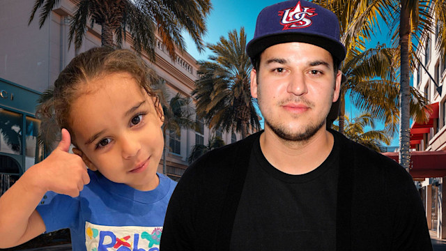 Dream and Rob kardashian  against Rodeo Drive backdrop