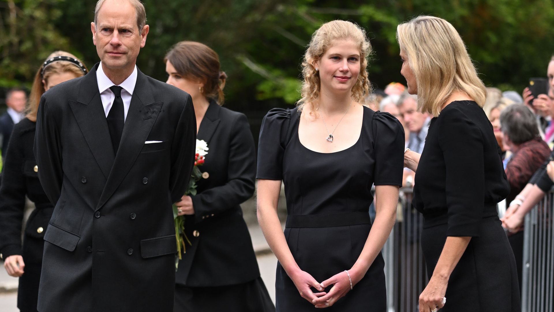 Prince Edward, Lady Louise Windsor and Duchess Sophie in black