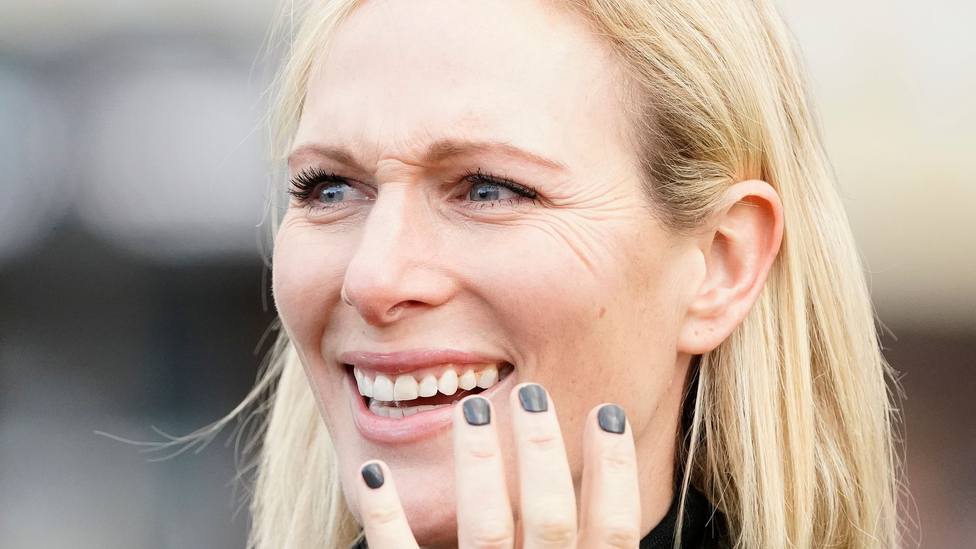 Zara Tindall showing her engagement ring and another wedding band