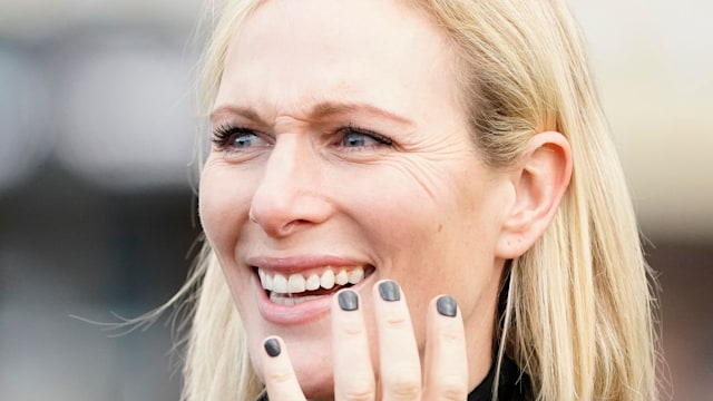 Zara Tindall showing her engagement ring and another wedding band