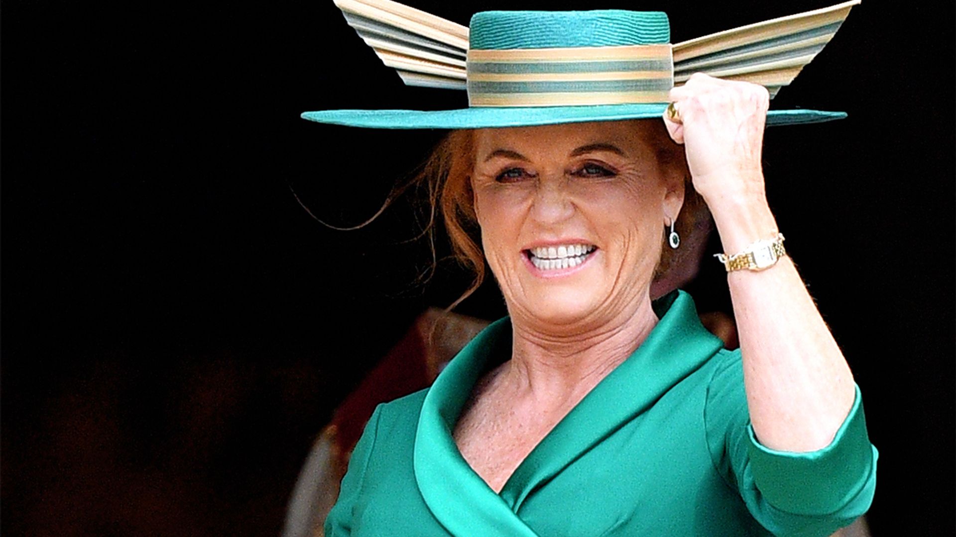 Sarah Ferguson wows in shiny green suit and hat