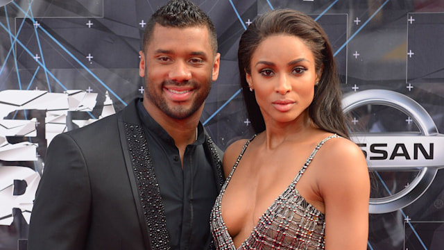 Ciara and Russell Wilson on a red carpet