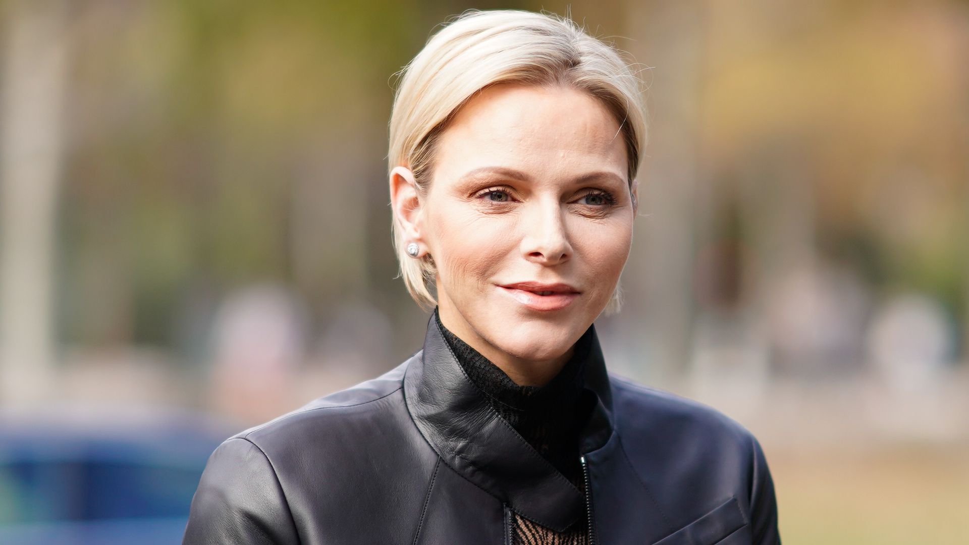 Princess Charlene is pure perfection in fitted leather jacket