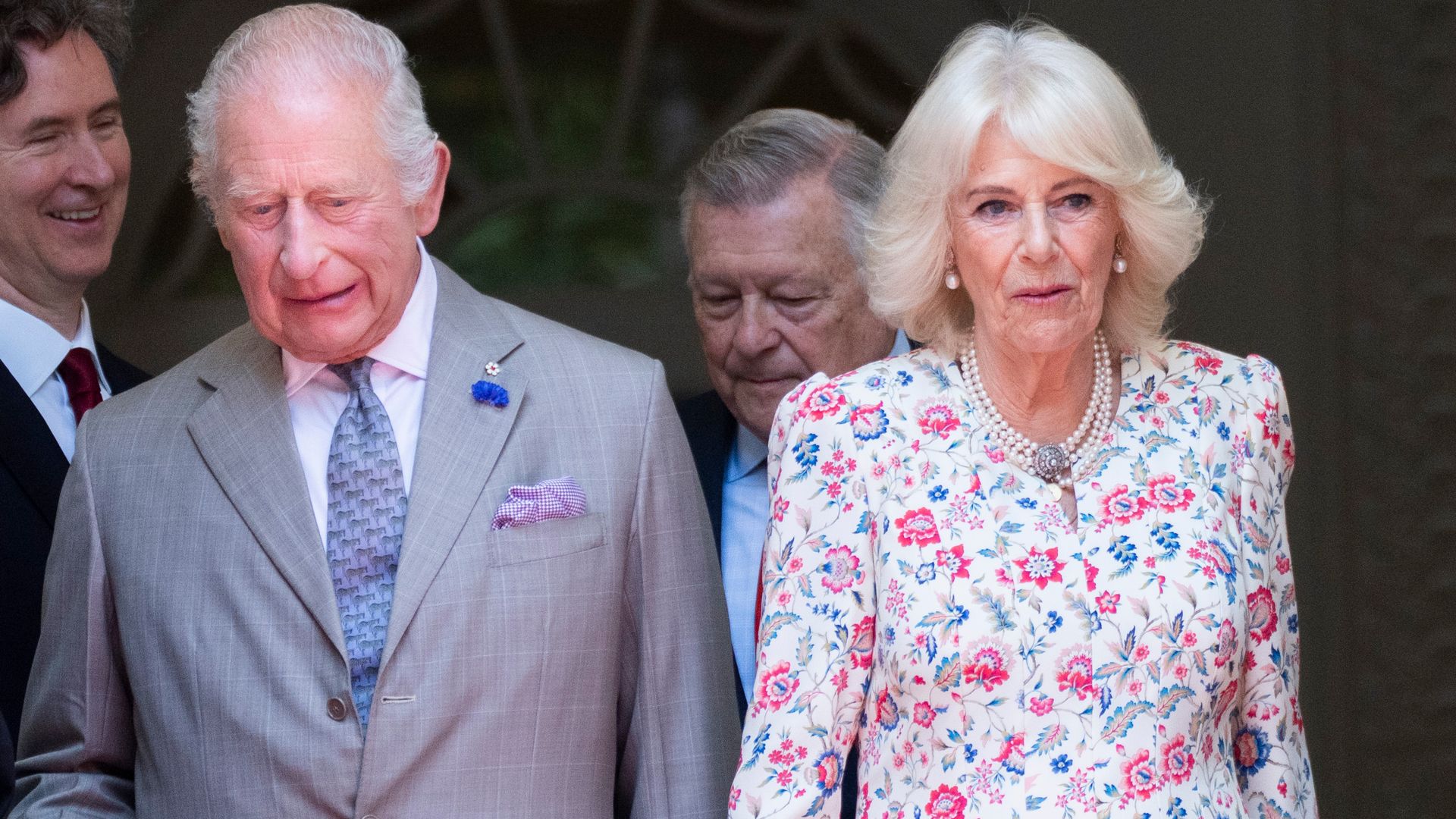 King Charles III and Queen Camilla during a visit to mark the 100th anniversary of Canada House at Canada House on May 20, 2025 in London, England.