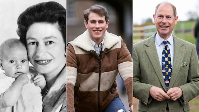 Prince Edward as a baby, at 21 and now