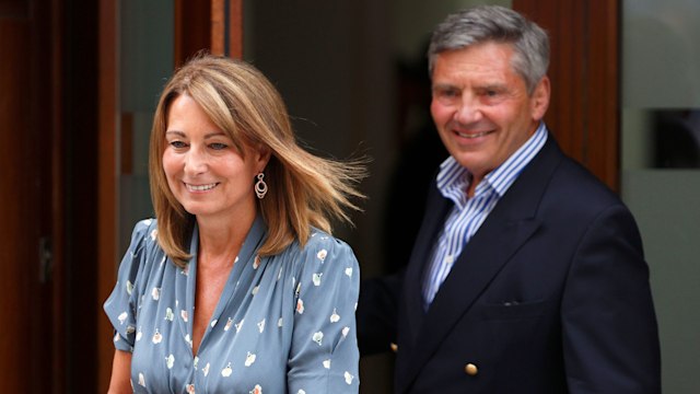 Carole Middleton and Michael Middleton were the first to visit Kate and baby George at The Lindo Wing at St Mary's Hospital on July 23, 2013 