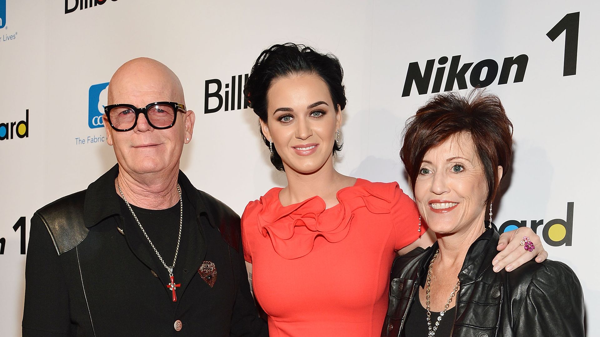 Keith Hudson, singer Katy Perry, and Mary Hudson attend the 2012 Billboard Women In Music Luncheon at Capitale on November 30, 2012 in New York City