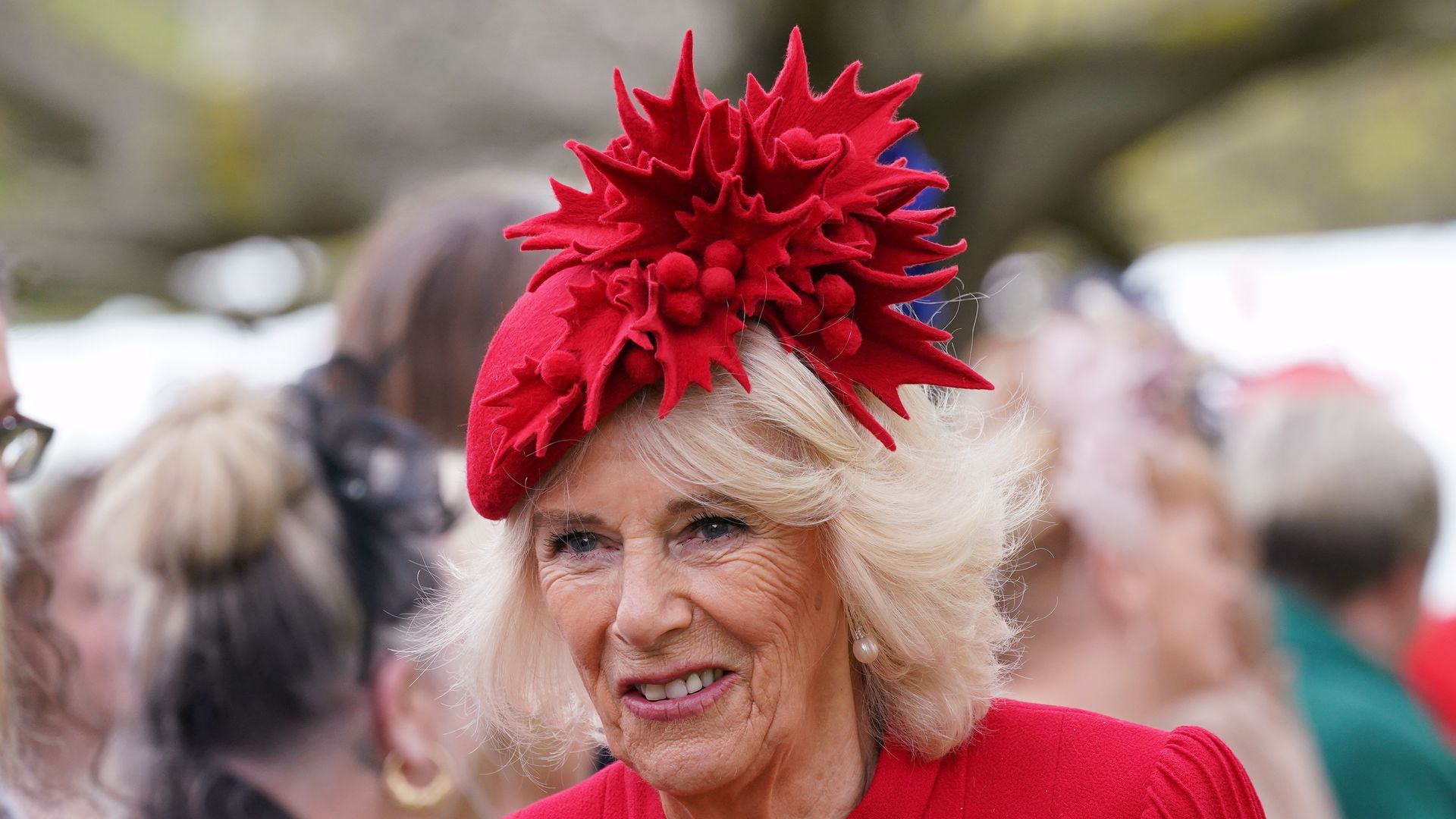 Queen Consort Camilla in red outfit