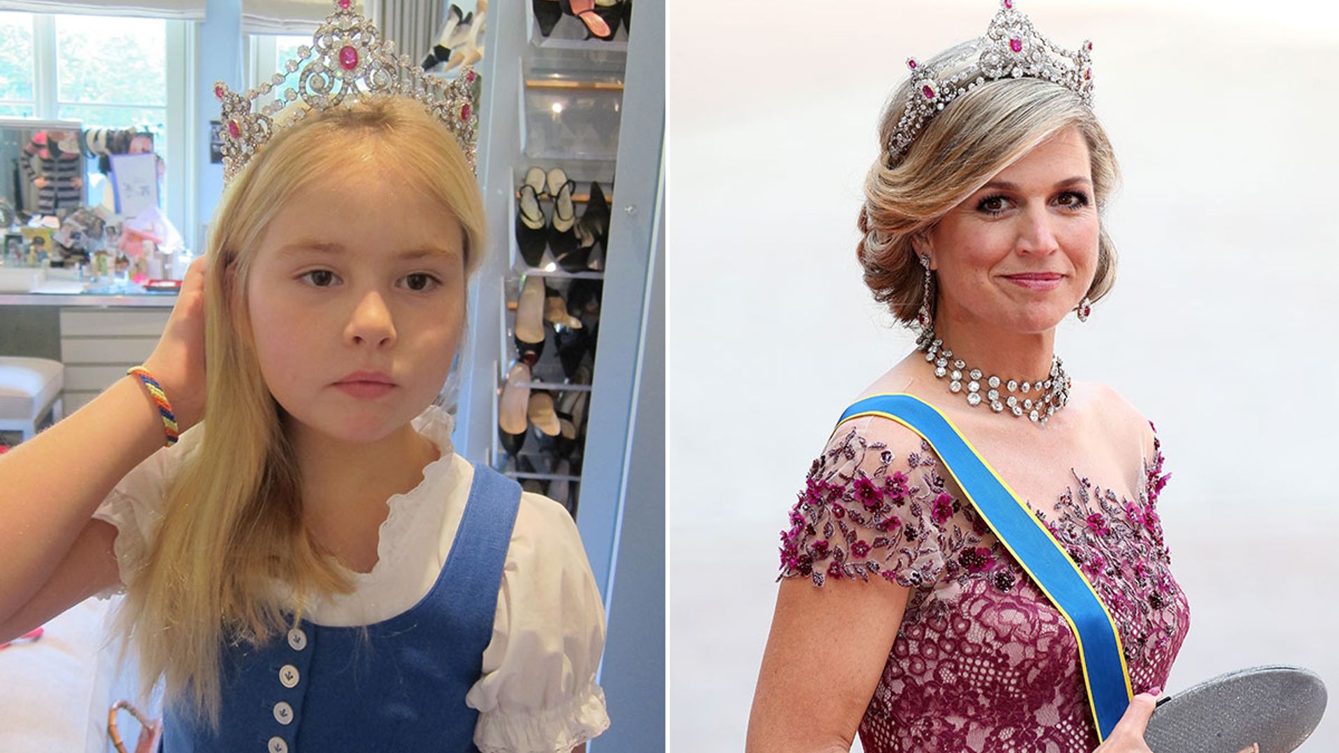 Princess Catharina Amalia Tries On Tiara Inside Queen Maxima S Wardrobe See Photo Hello