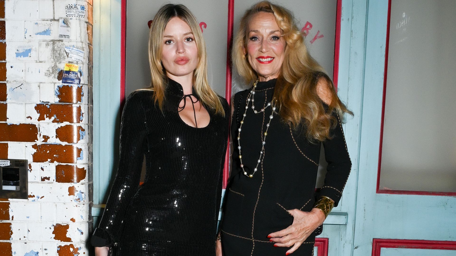 LONDON, ENGLAND - OCTOBER 12: Georgia May Jagger and Jerry Hall attend the ECCO dining experience hosted by Natacha Ramsay-Levi with gastronomic collective We Are Ona at Maison Colbert on October 12, 2023 in London, England. (Photo by Dave Benett/Getty Images)
