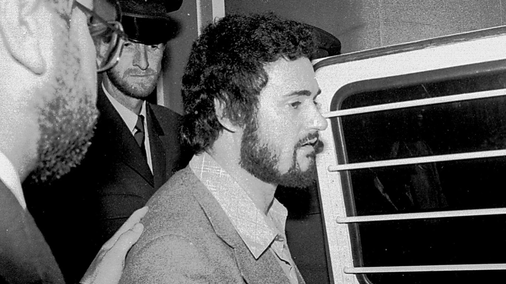 Peter Sutcliffe leaving the Isle of Wight crown court in 1983